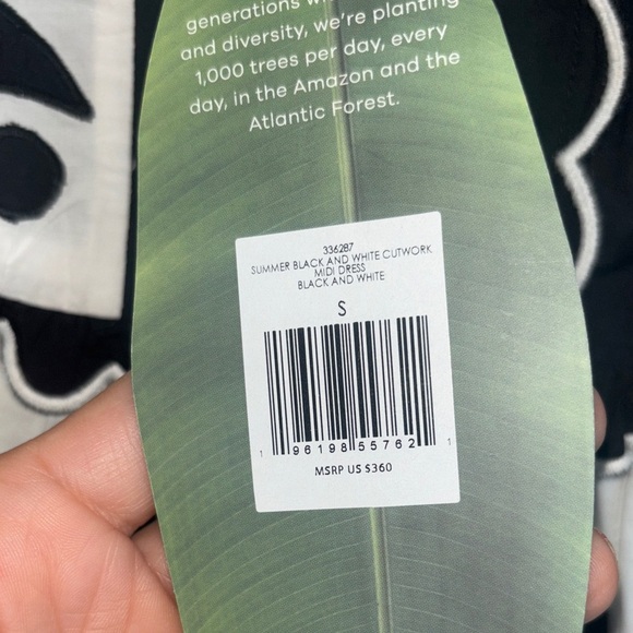 FARM Rio Black And White Summer Cutwork Cotton Midi Dress Sz S NWT - Picture 10 of 11